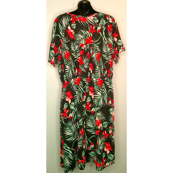 naif Tropical Luau Short Sleeve Dress V-Neck Women's 2x 100% Rayon - Picture 3 of 6